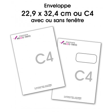 Impression d'enveloppes format C4, avec ou sans fenêtre